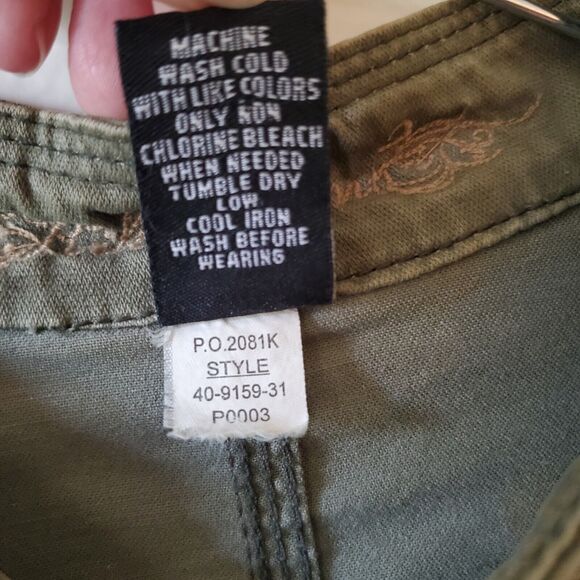 Kickit Jeans Womens Army Green Stretch Jeans Jacket Size Large L - Picture 4 of 10